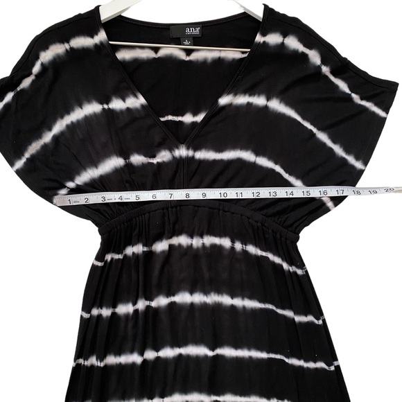 a.n.a. Women’s V-Neck Black & White Tie Dye Stripes Maxi Dress Size Small - Picture 6 of 10
